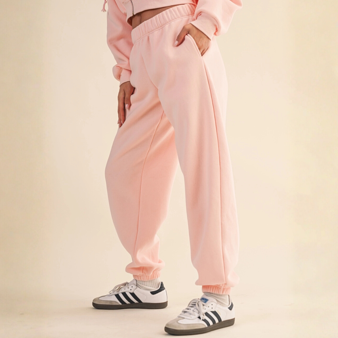 Laura Cozy Fleece Joggers: Pink