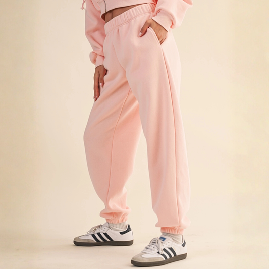 Laura Cozy Fleece Joggers: Pink