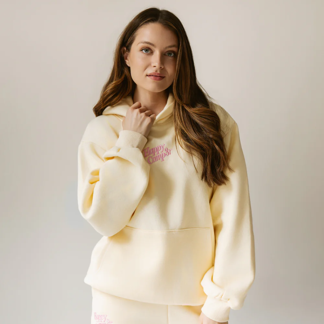 Happy Camp3r - Light Yellow Appliqué Hoodie