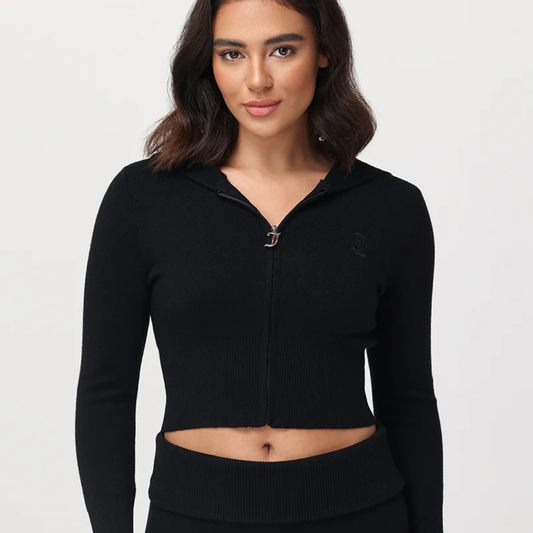 Juicy Couture - Big Bling Knit Hoodie: Liquorice