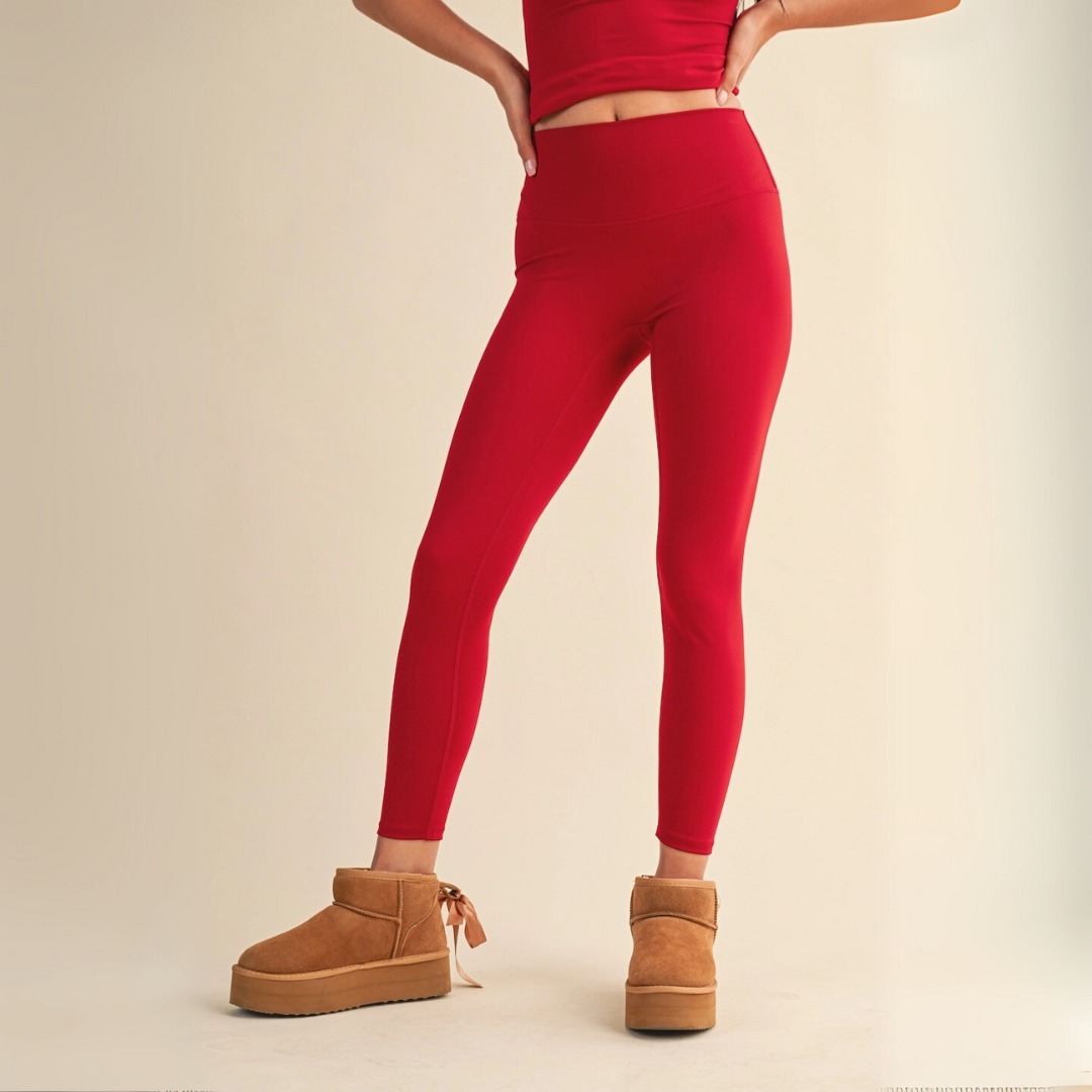Ava High-Rise Leggings: Cherry