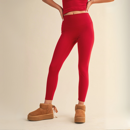 Ava High-Rise Leggings: Cherry