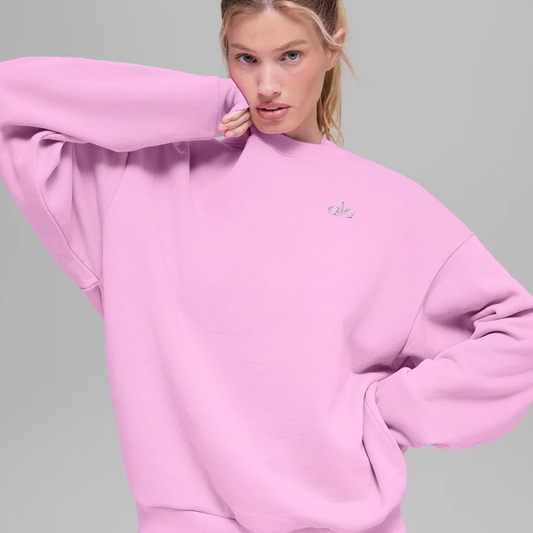 alo - Accolade Crew Neck Pullover: Candy Heart Pink