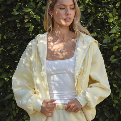 The Off Duty Zip Hoodie: Lemon Cream