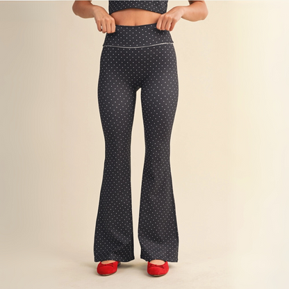 Jalen Polka Dot Yoga Pants: Black