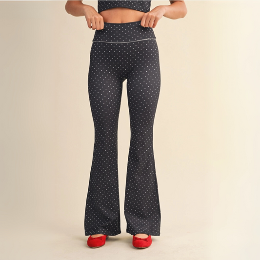 Jalen Polka Dot Yoga Pants: Black