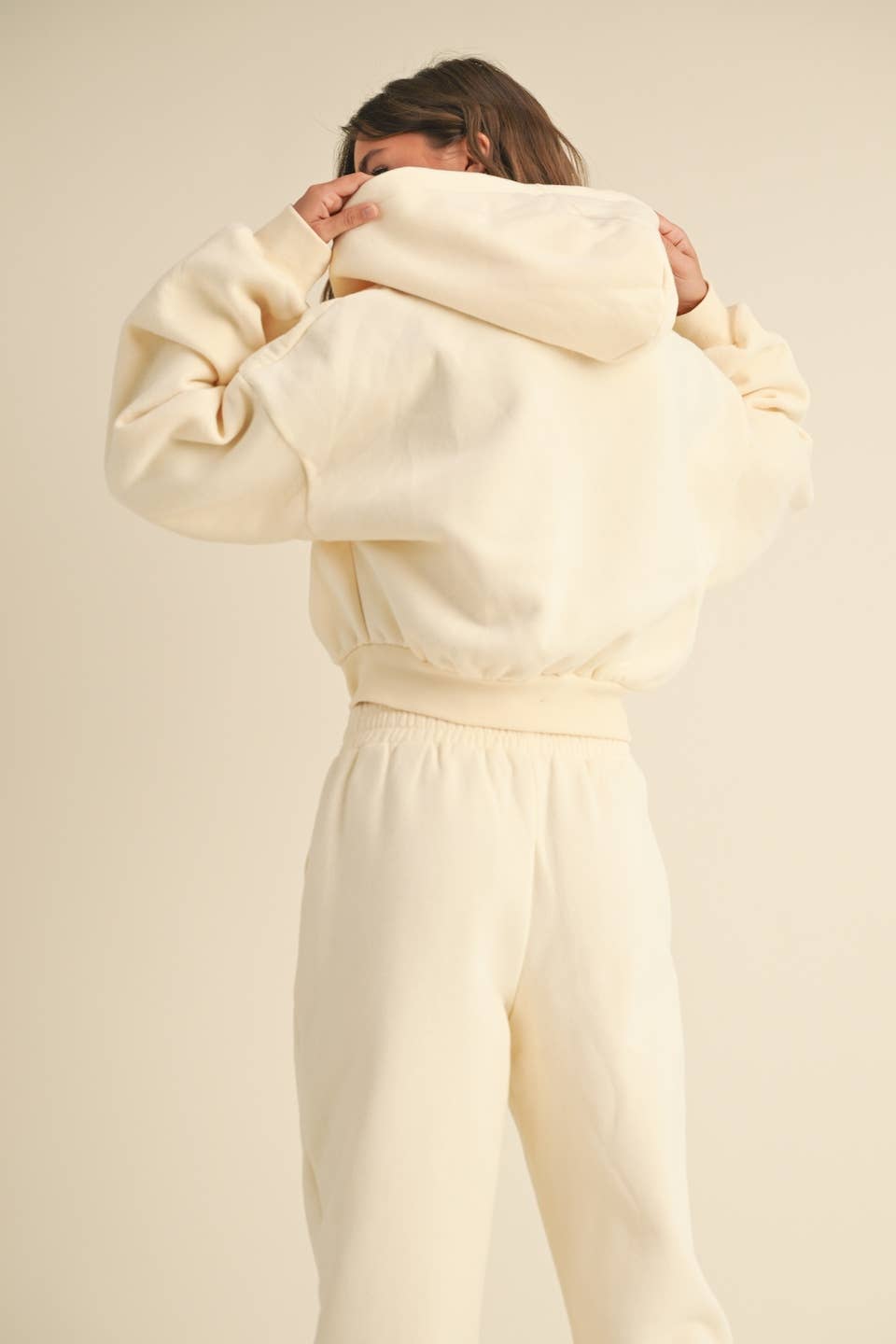 Safina Cozy Fleece Crop Zip-Up: Cream