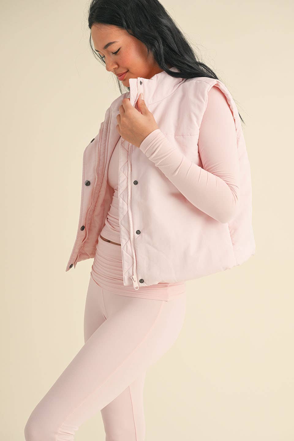 Amy Puffer Vest: Baby Pink