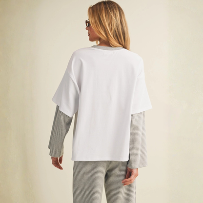 Emilia Oversized Layered Tee: White