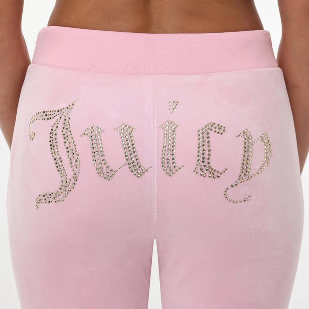 Juicy Couture - OG Big Gold Bling Velour Track Pants: Soft Glow