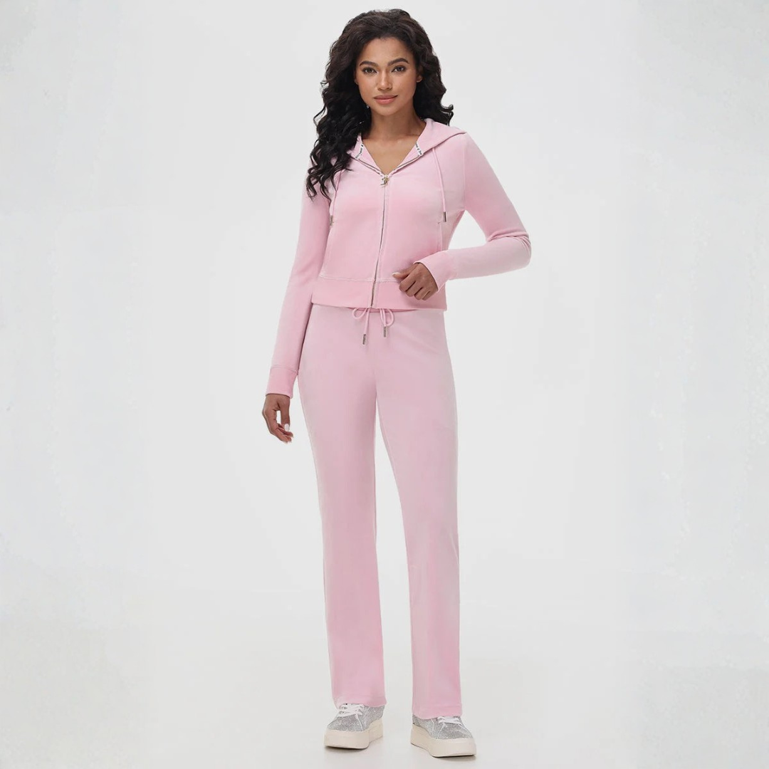 Juicy Couture - OG Big Gold Bling Velour Track Pants: Soft Glow