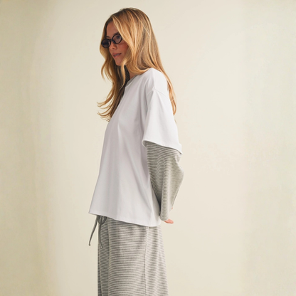 Emilia Oversized Layered Tee: White