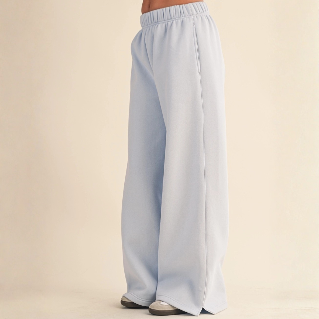 Laura Cozy Wide Leg Sweats: Dusty Blue