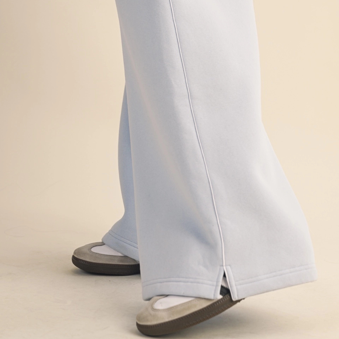 Laura Cozy Wide Leg Sweats: Dusty Blue
