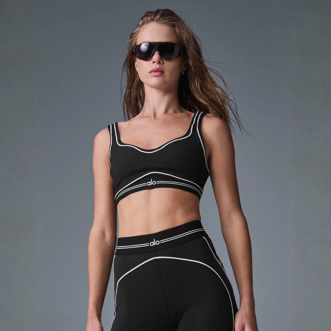 alo - Airbrush Heart Throb Bra: Black/White