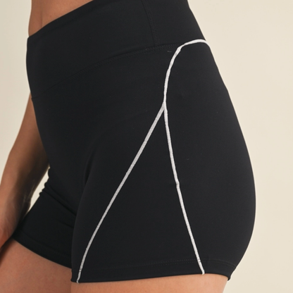 Avery Contrast Biker Shorts: Black