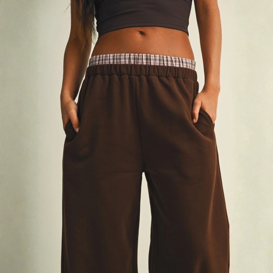Laura Wide Leg Sweatpants: Chocolate