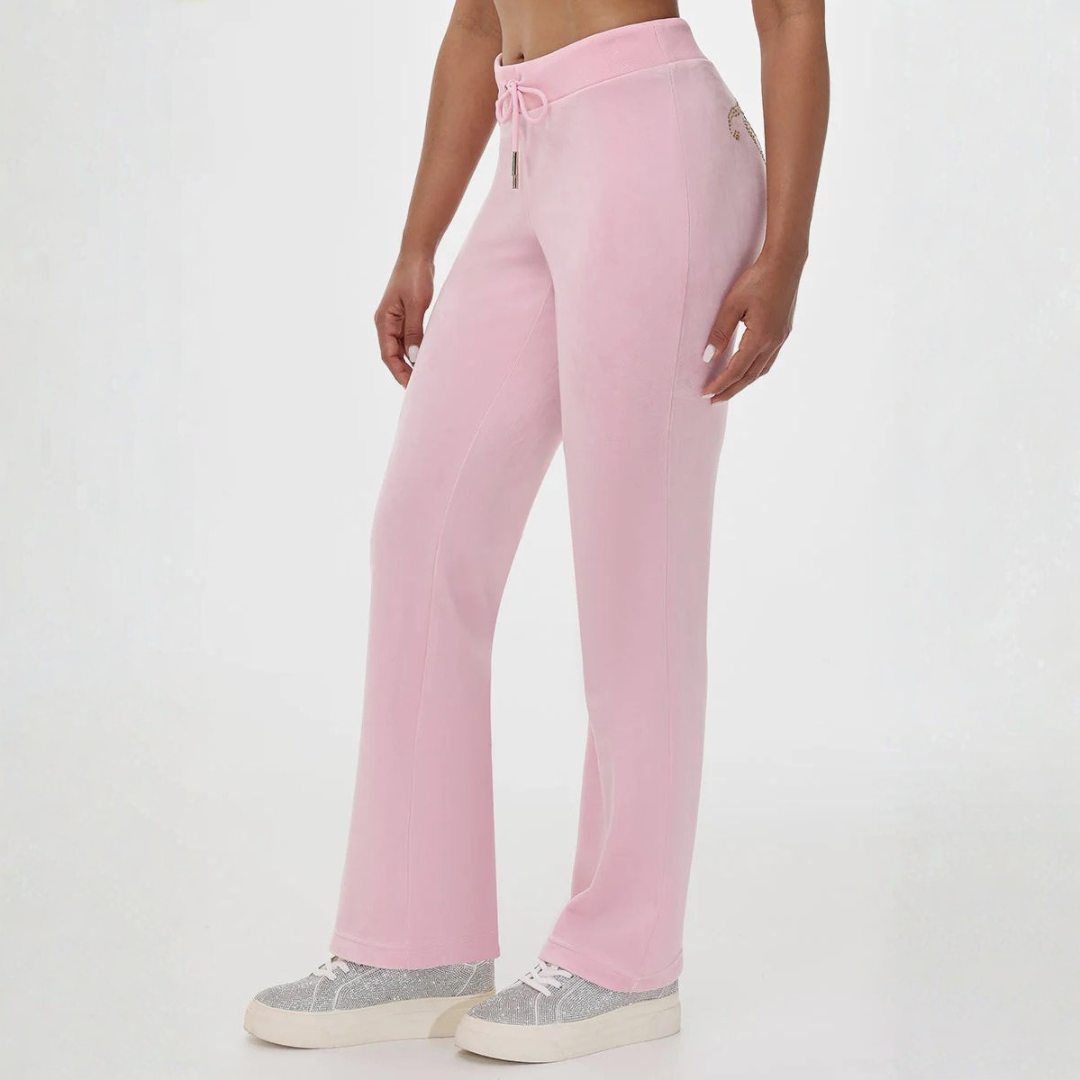 Juicy Couture - OG Big Gold Bling Velour Track Pants: Soft Glow