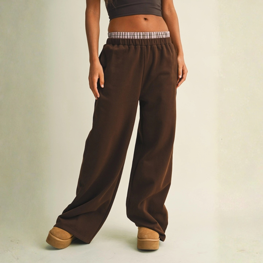 Laura Wide Leg Sweatpants: Chocolate