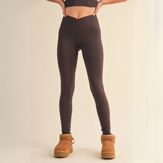 Fabi Crossover Legging: Chocolate
