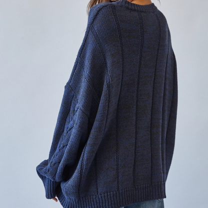 Marie Navy Cable Sweater