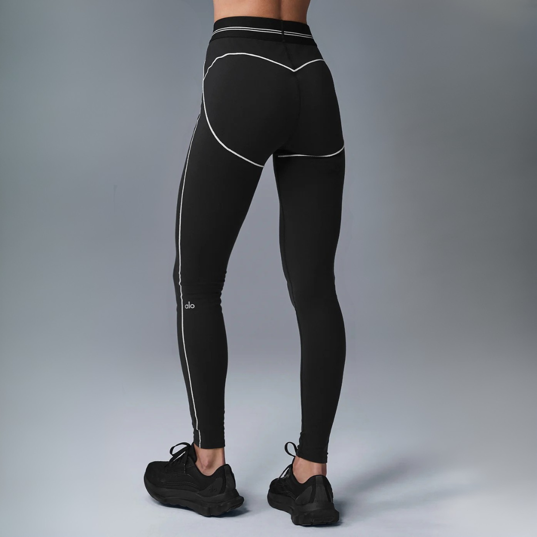 alo - Airbrush High-Waist Heart Throb Legging: Black/White