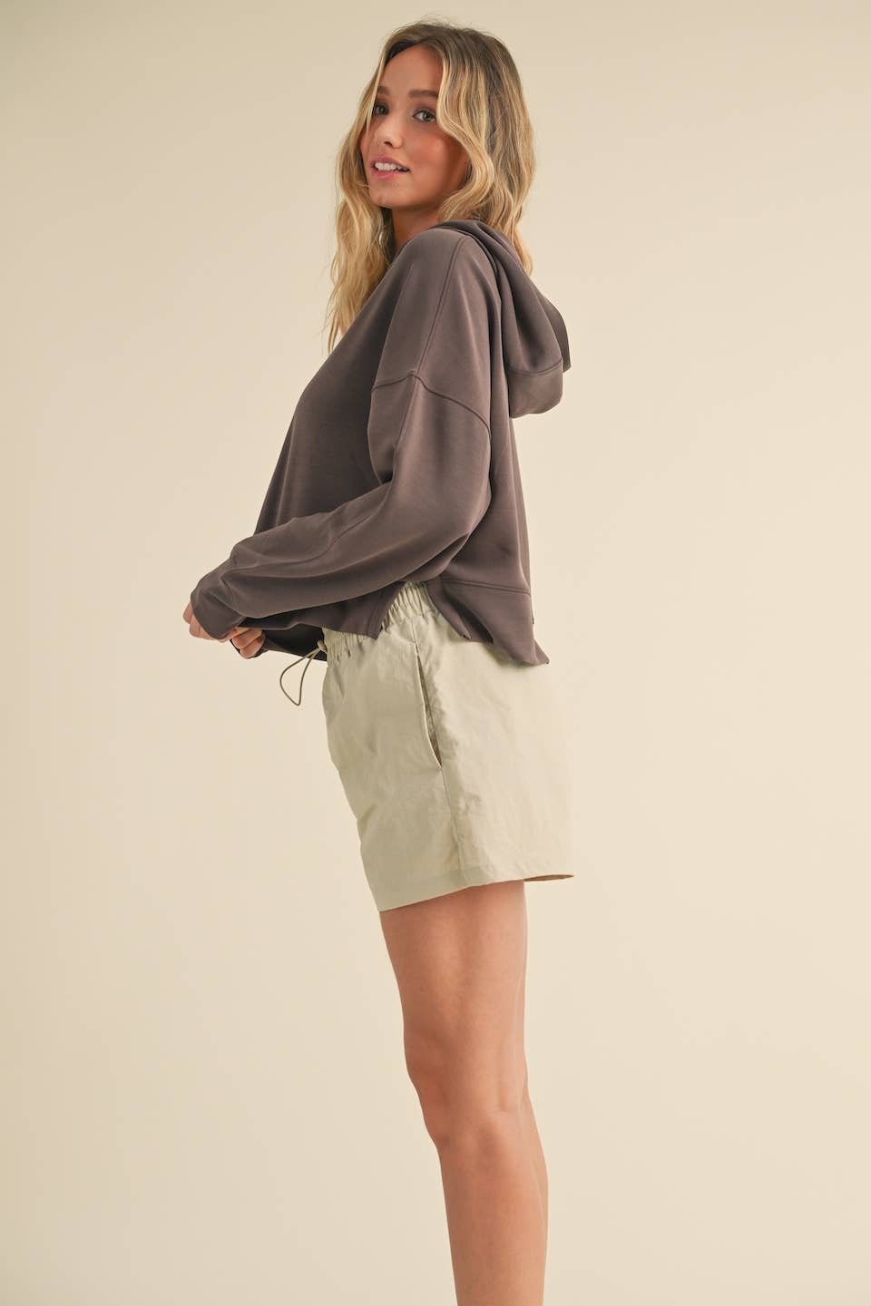 Felicity Super Soft Oversized Crop Hoodie: Chocolate