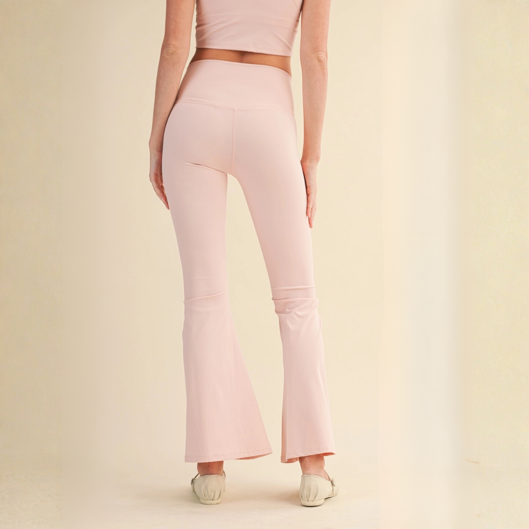 Layla Crossover Yoga Pants: Baby Pink