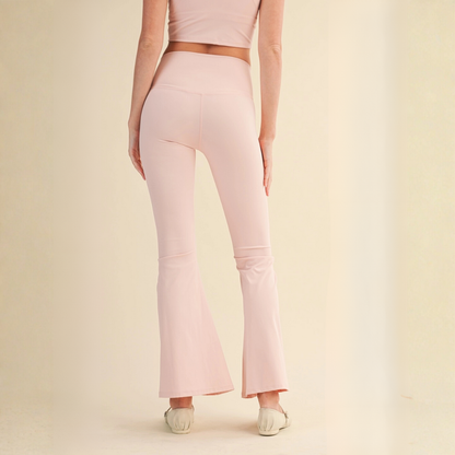 Layla Crossover Yoga Pants: Baby Pink
