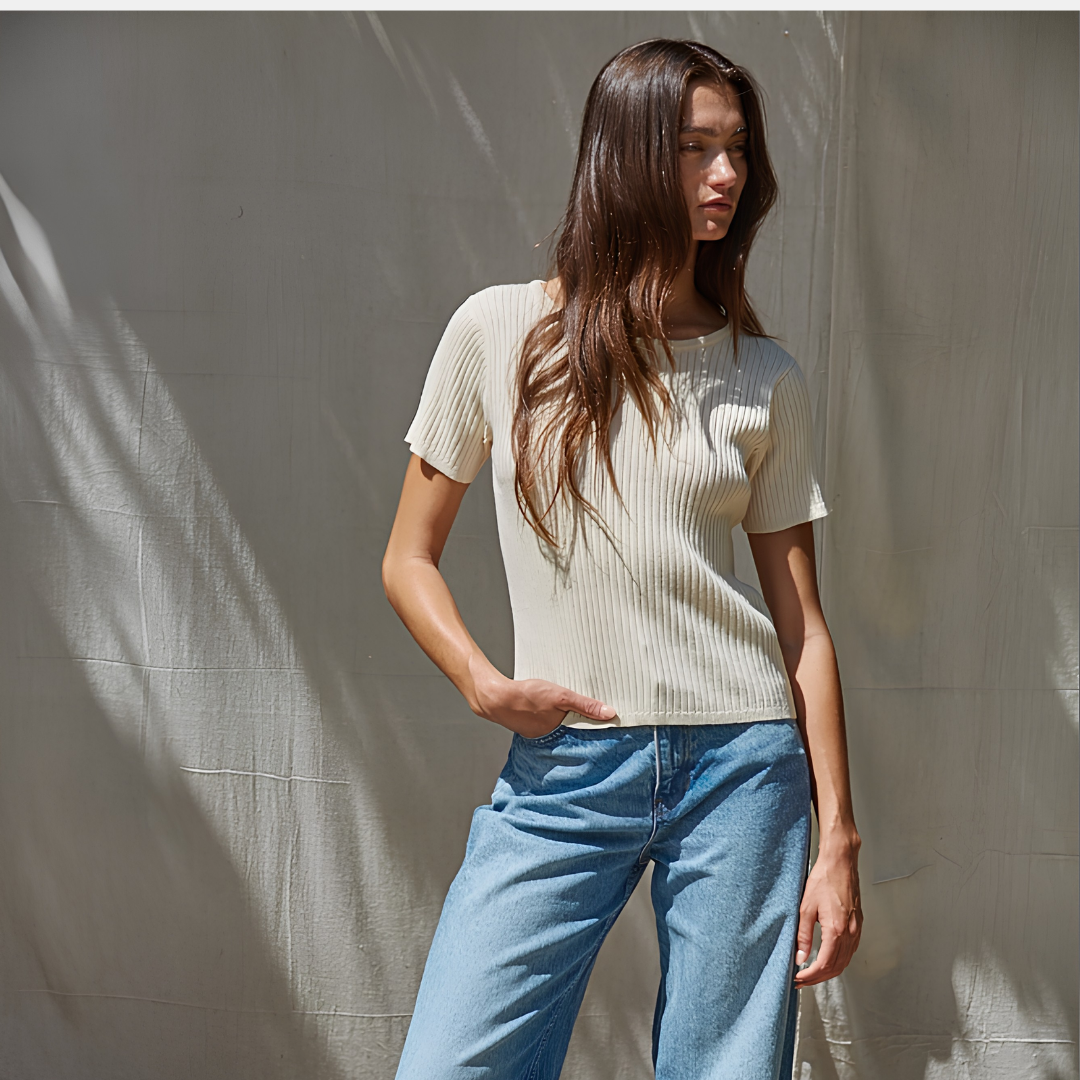 Ramie Cotton Ribbed Tee