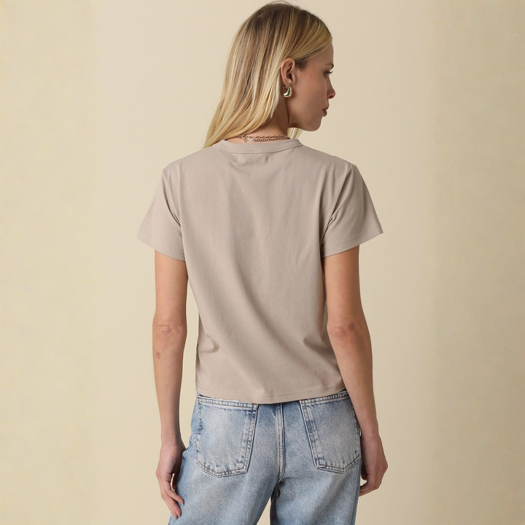 Olivia Cotton Crew Tee: Driftwood