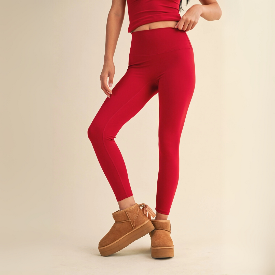 Ava High-Rise Leggings: Cherry
