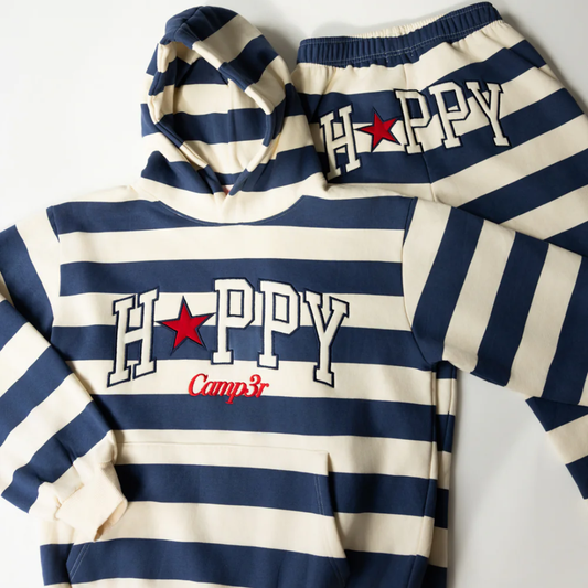 Happy Camp3r - Indigo Stripe Happy Hoodie