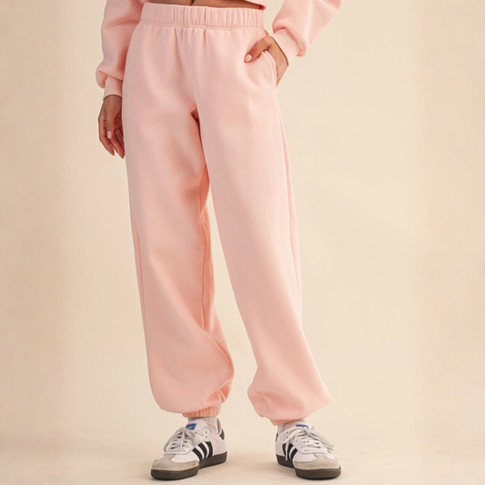 Laura Cozy Fleece Joggers: Pink