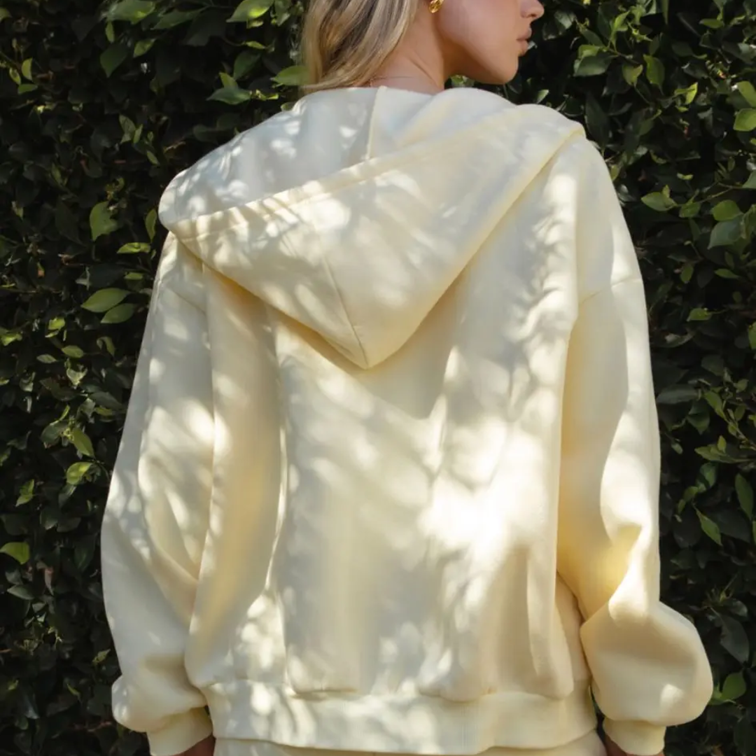 The Off Duty Zip Hoodie: Lemon Cream