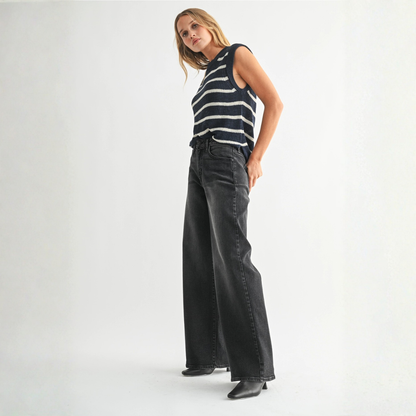 Relaxed Ultra Wide Leg Washed Black