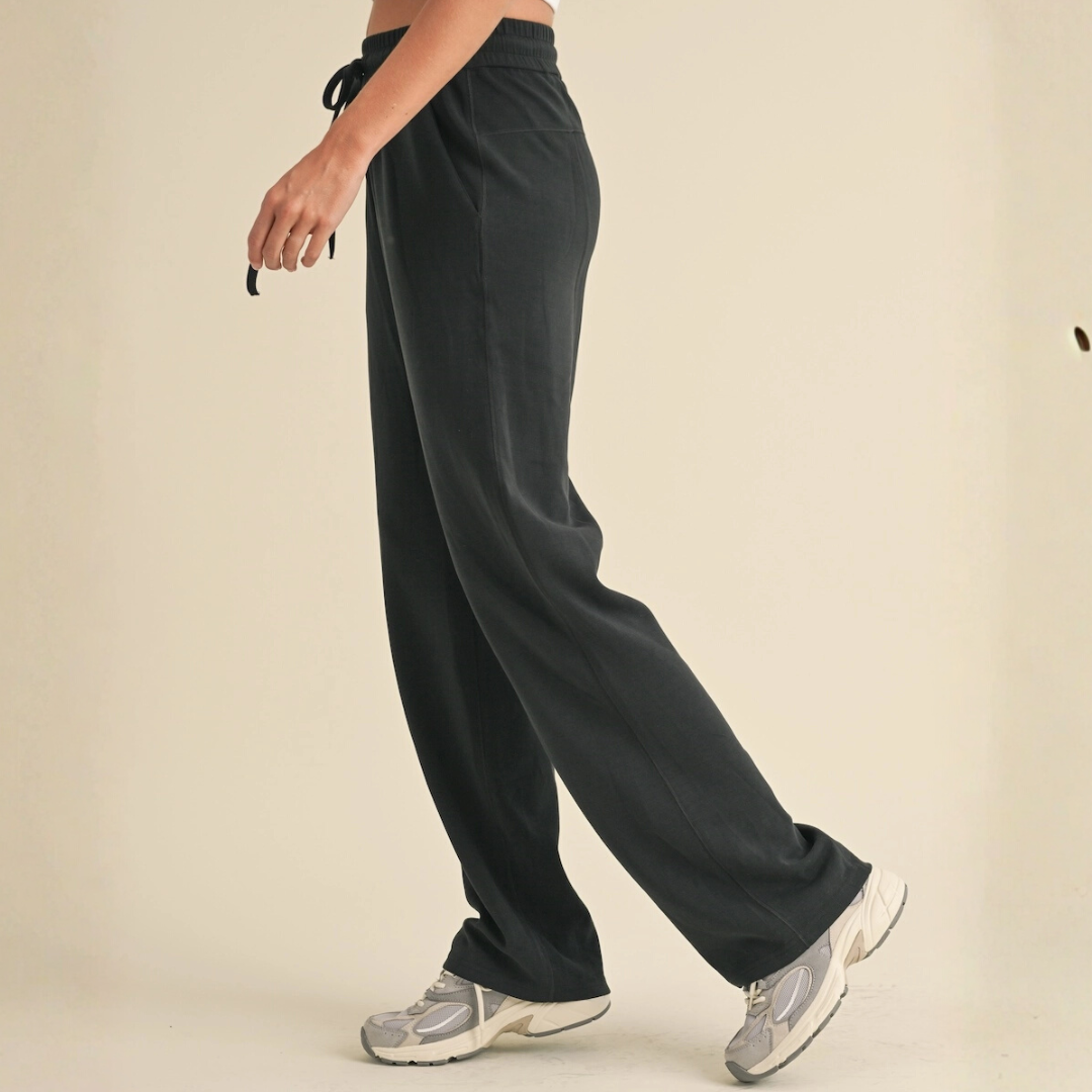 Zada Super Soft Wide Leg Sweats: Black
