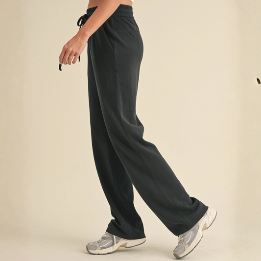 Zada Super Soft Wide Leg Sweats: Black