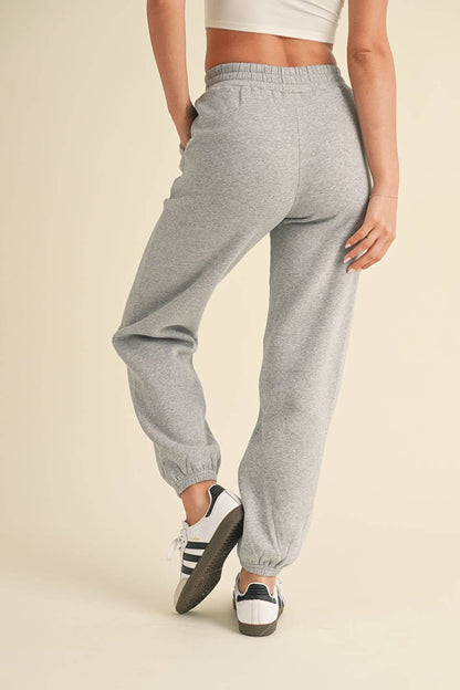 Laura Cozy Fleece Joggers: Heather Grey