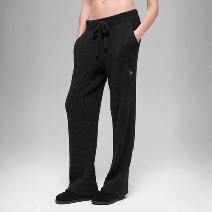 alo - Snuggle Up Sweater High-Waist Wide Leg Pant: Black