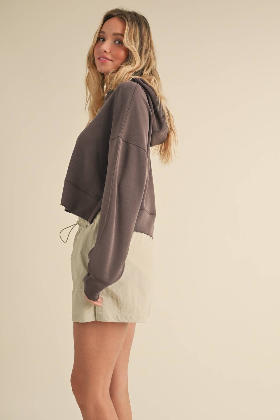 Felicity Super Soft Oversized Crop Hoodie: Chocolate