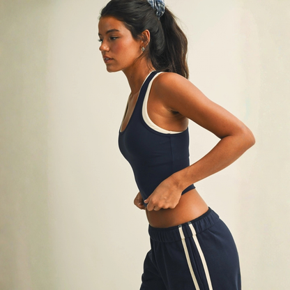 Delaney Double Layered Racerback Tank: Dark Navy