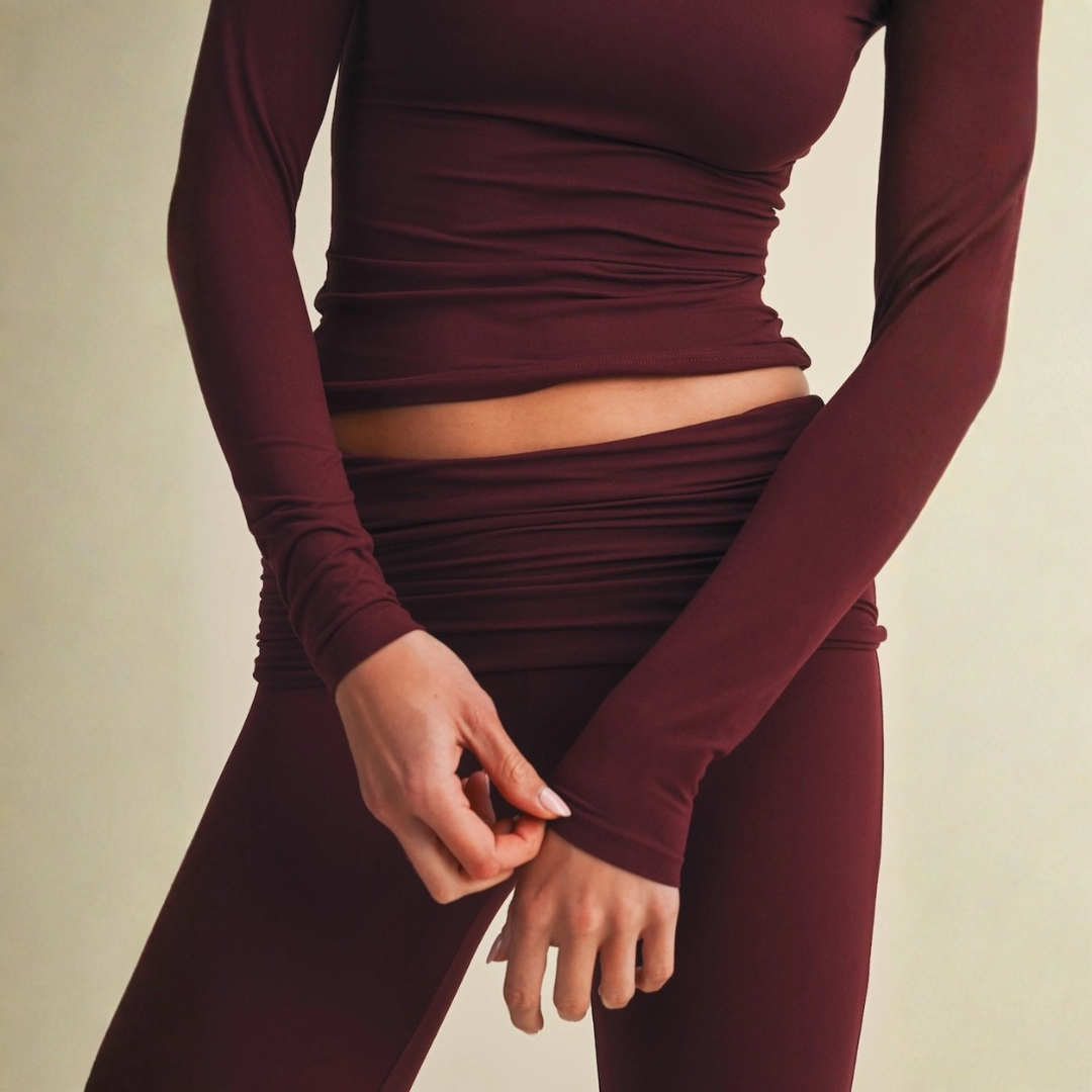 Cecilia Soft Knit Jersey Long Sleeve Tee: Burgundy