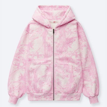 Happy Camp3r – Soft Pink Camo Zip-Up Hoodie