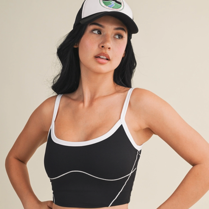 Kassie Contrast Tank: Black