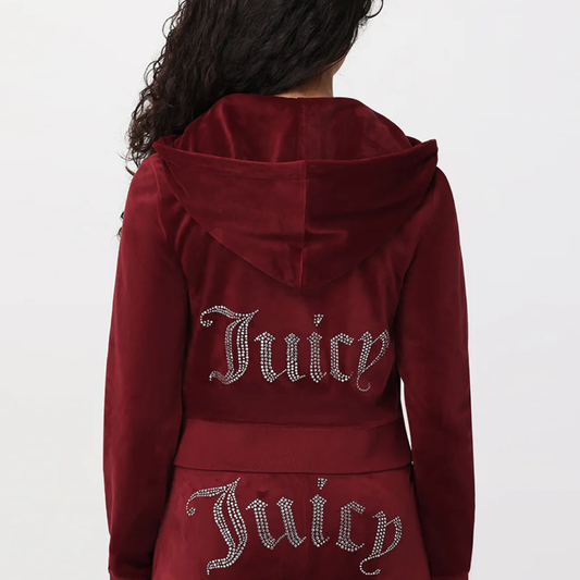 Juicy Couture - OG Big Bling Velour Hoodie: Red Dahlia