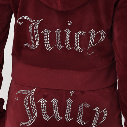 Juicy Couture - OG Big Bling Velour Hoodie: Red Dahlia