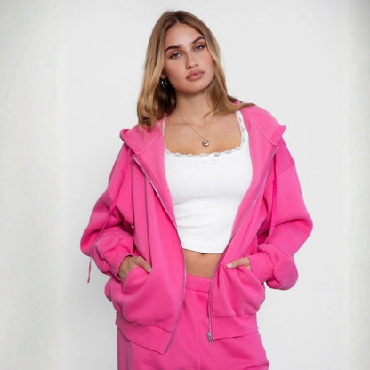 The Off Duty Zip Hoodie: Hibiscus