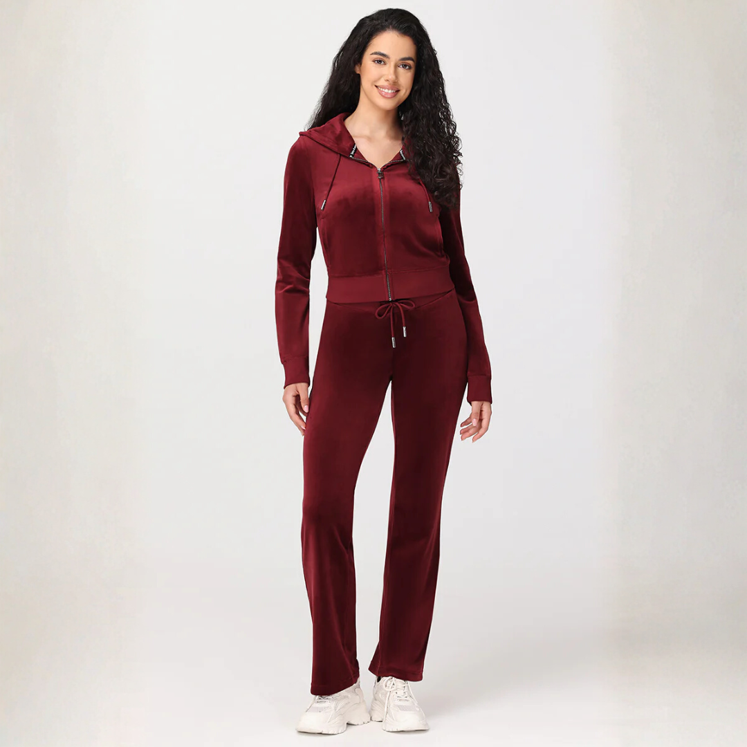 Juicy Couture - OG Big Bling Velour Track Pants: Red Dahlia