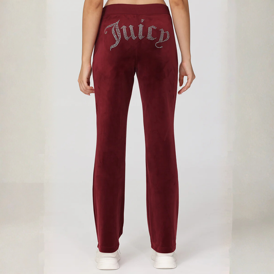 Juicy Couture - OG Big Bling Velour Track Pants: Red Dahlia